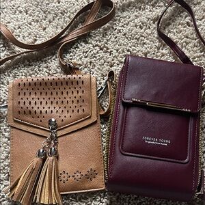 Forever Young Burgundy and Tan Crossbody Set